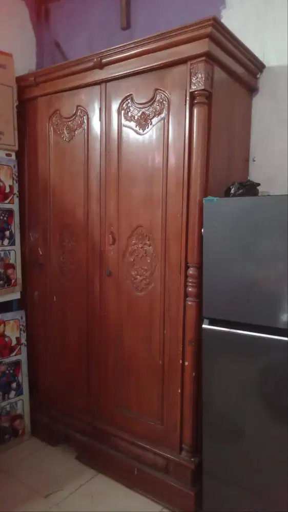 Lemari asli kayu jati 3 pintu jumbo no 1