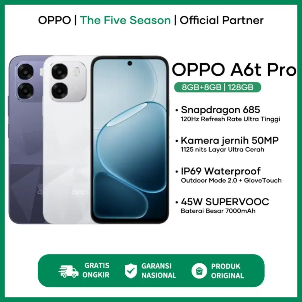 Oppo A6t Pro ram 8+8/128gb baterai 7000mAh