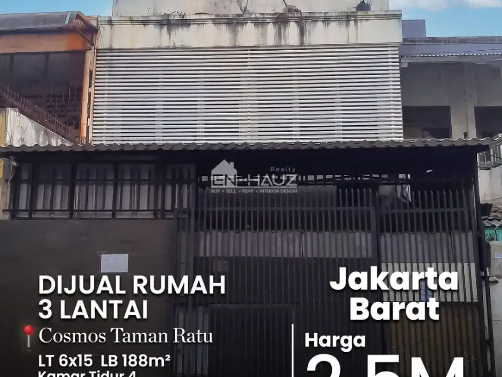 (SPDY) DI JUAL RUMAH 3 LANTAI di COSMOS TAMAN RATU, JAKARTA BARAT