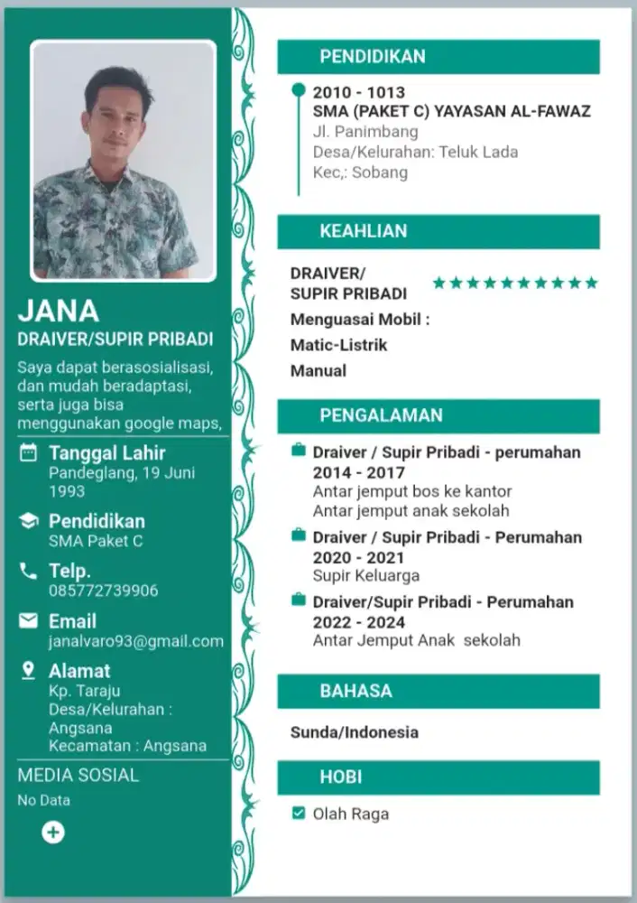Mencari Pekerjaan .Draiver/Supir,