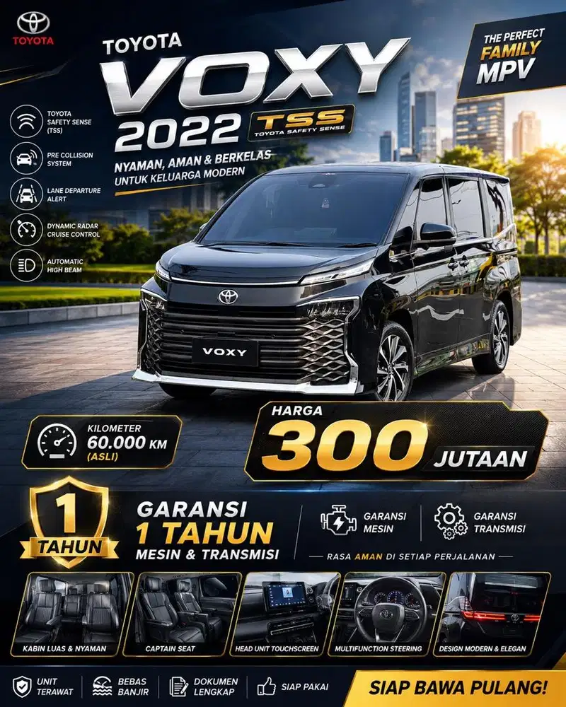 Toyota Voxy TSS 2022 Facelift Garansi 1 Tahun Mesin dan Transmisi