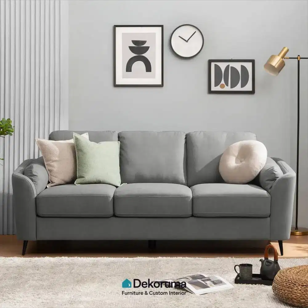 Heim Studio NAOKO Sofa 3 Dudukan Kain - Abu-abu Muda