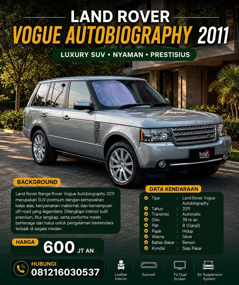 Land Rover Range Rover Autobiography 2011 Antik Low KM Murah Bekas Top