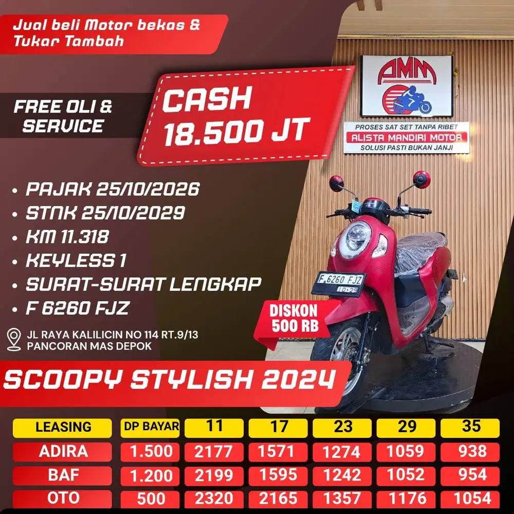 SCOOPY STYLISH 2024 DP 500 PAJAK HIDUP CASH / KREDIT PAYLATER ALISTA