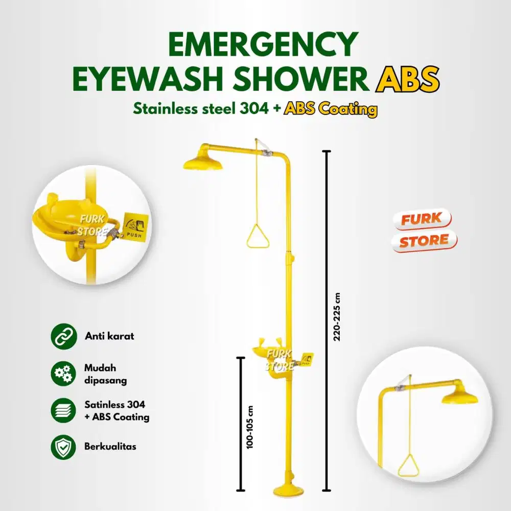 EWSH02 Eyewash Shower Stainless + ABS Coating – Emergency Shower |
