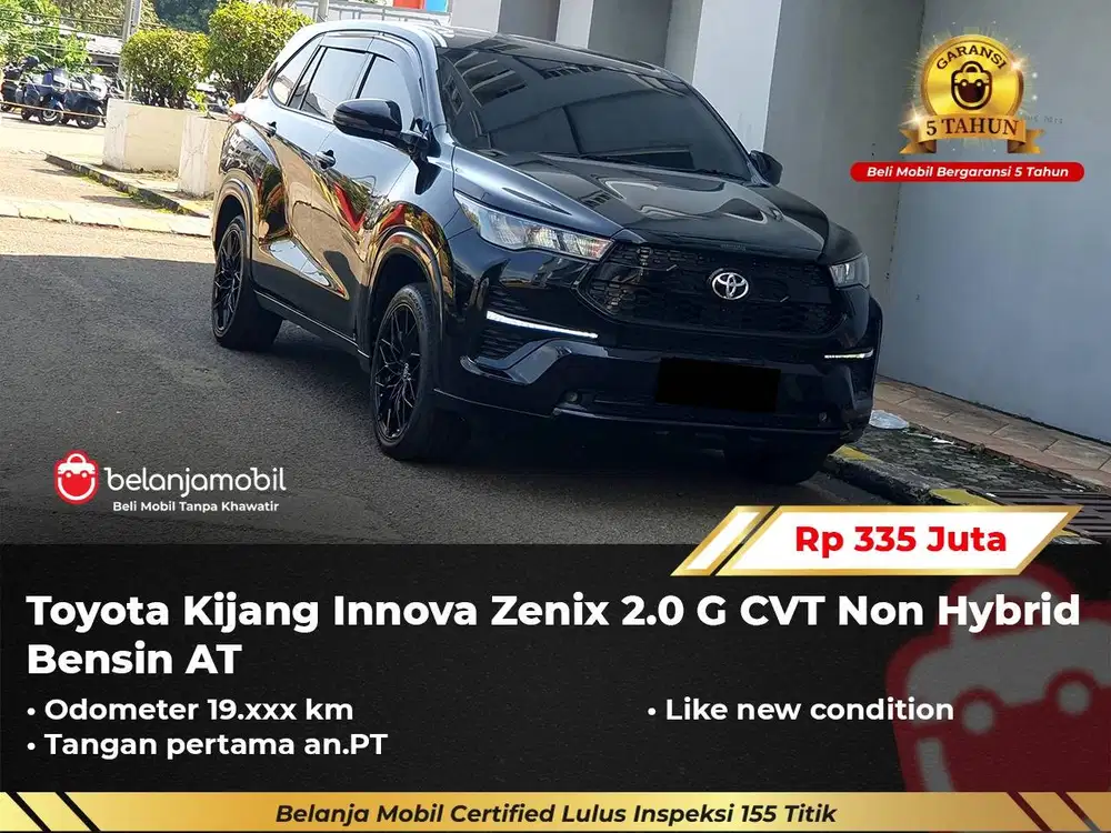 [ GARANSI 5TH ] Toyota Zenix 2.0 G CVT Non Hybrid Bensin AT 2024/2025