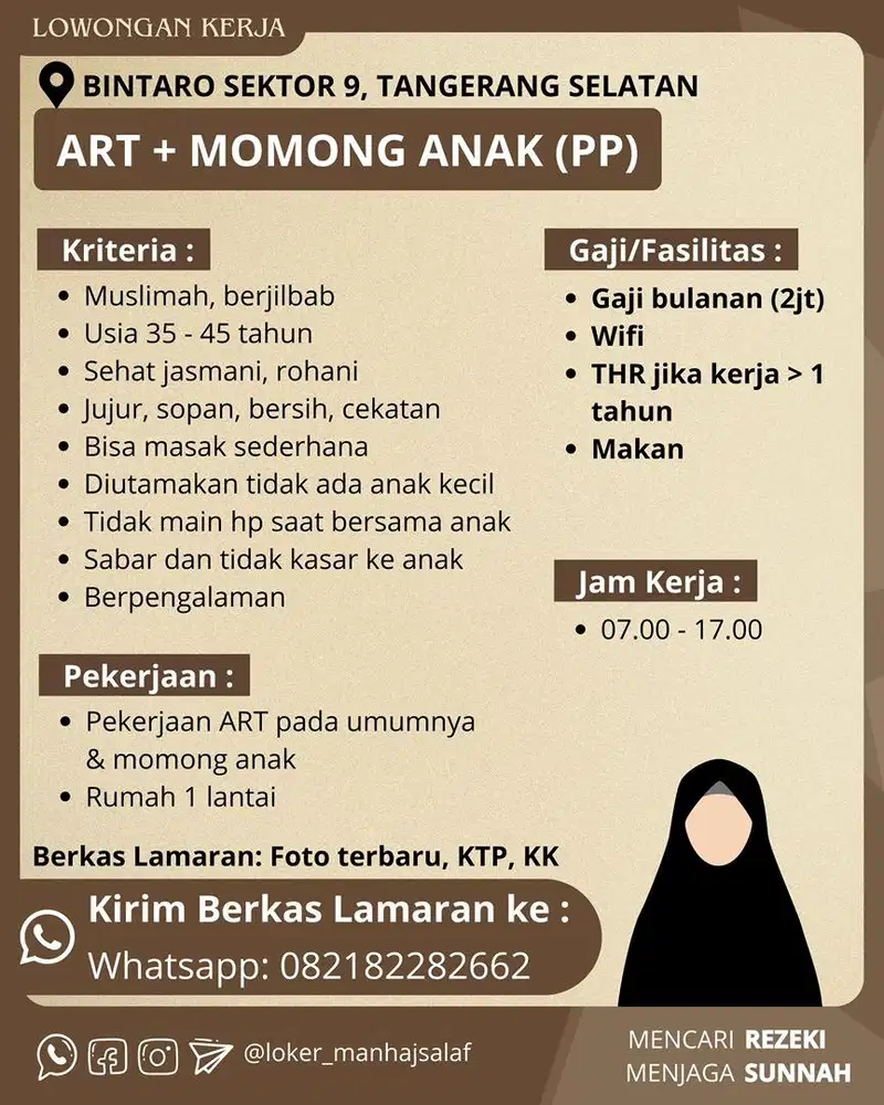 Dibutuhkan ART + Momong anak