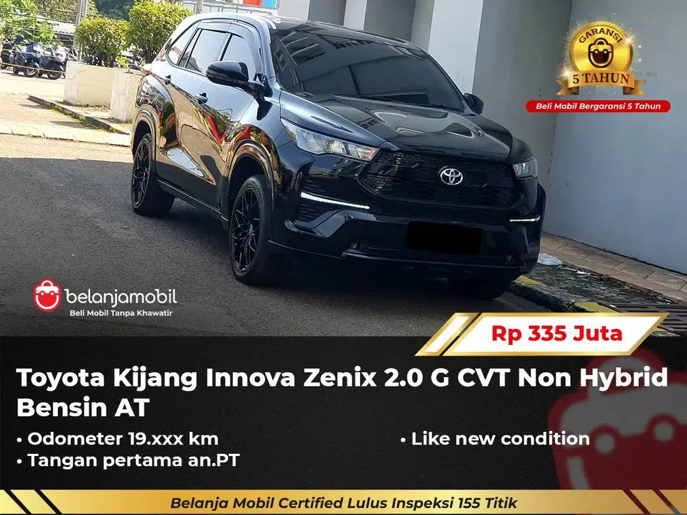 [ GARANSI 5TH ] Toyota Zenix 2.0 G CVT Non Hybrid Bensin AT 2024/2025