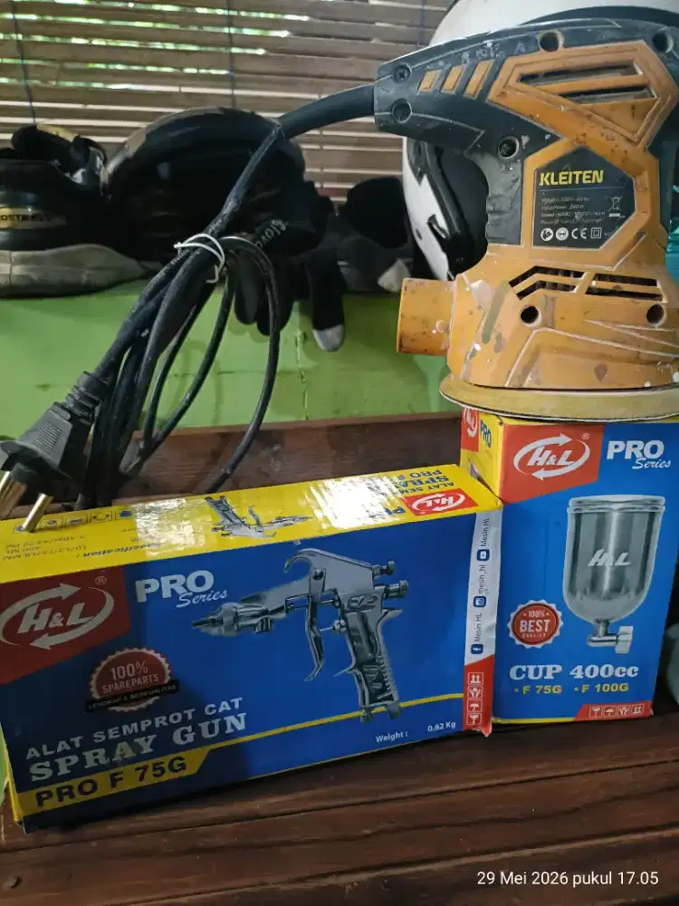 spray gan + tabung & alat poles dempul
