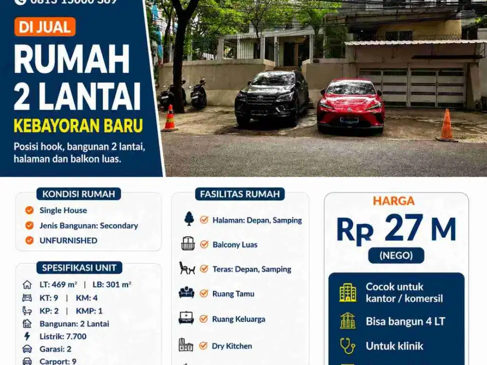Jual cepat,masih nego! Rumah kantor strategis siap huni jalan kerinci kebayoran baru Jakarta Selatan