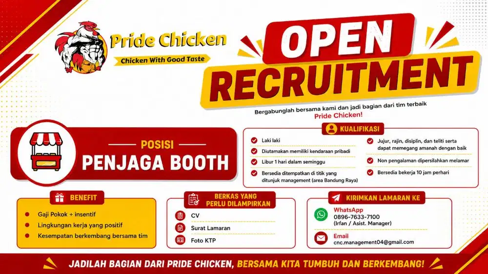 Lowongan Crew Outlet Fried Chicken – Pride Chicken