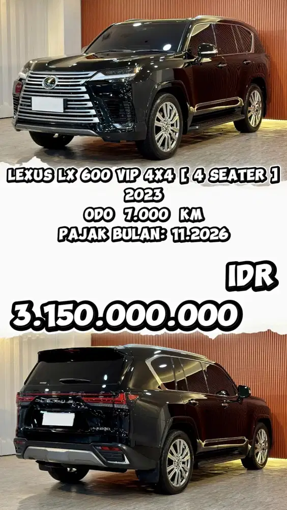[ ODO 7.000 KM ] LEXUS LX600 VIP 4 SEATER 4X4 AT 2023