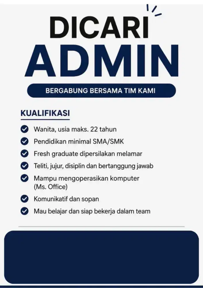 Lowongan Admin (Freshgrad)