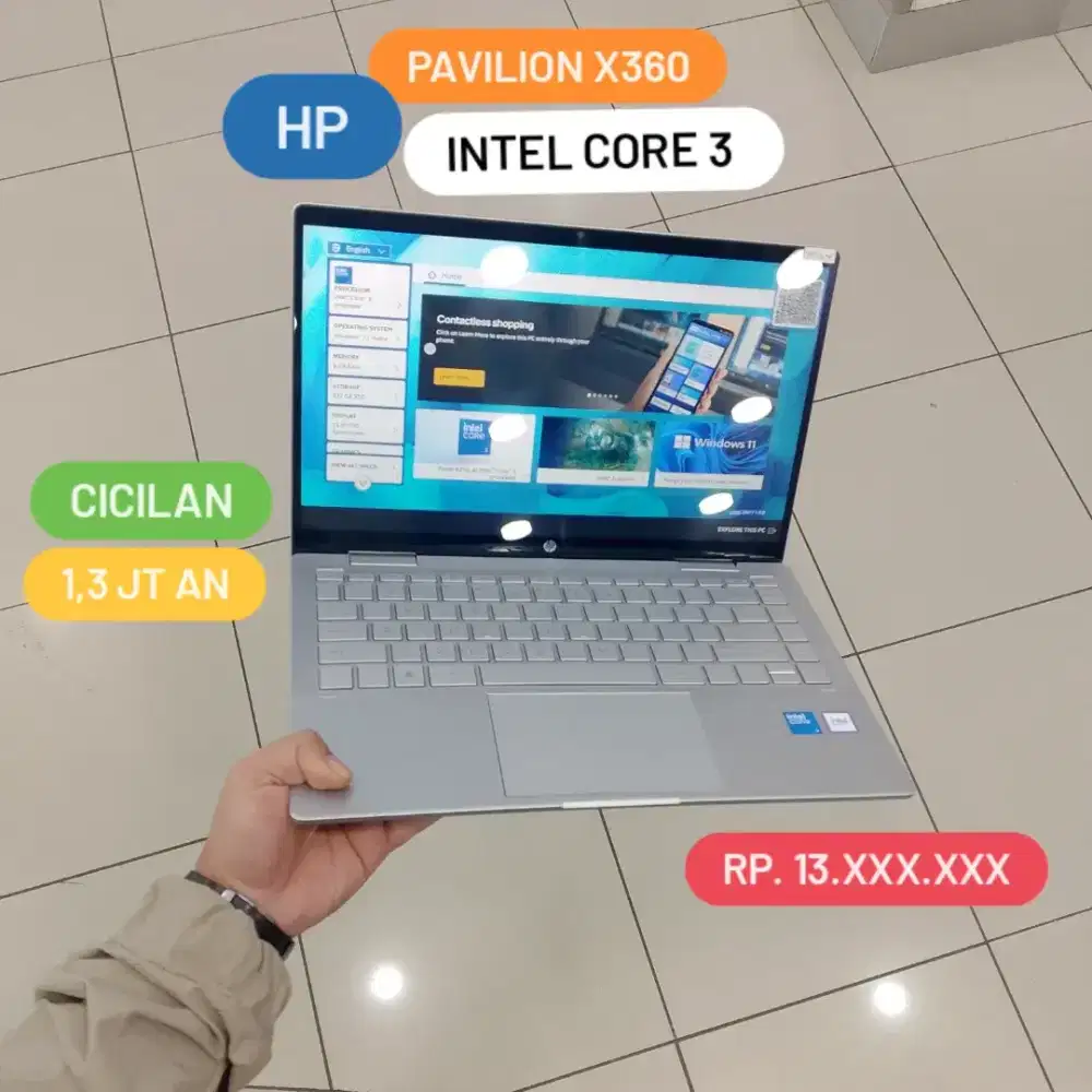 Laptop HP Pavilion X360 Core 3 Ram 8 GB SSD 512 GB Touchscreen