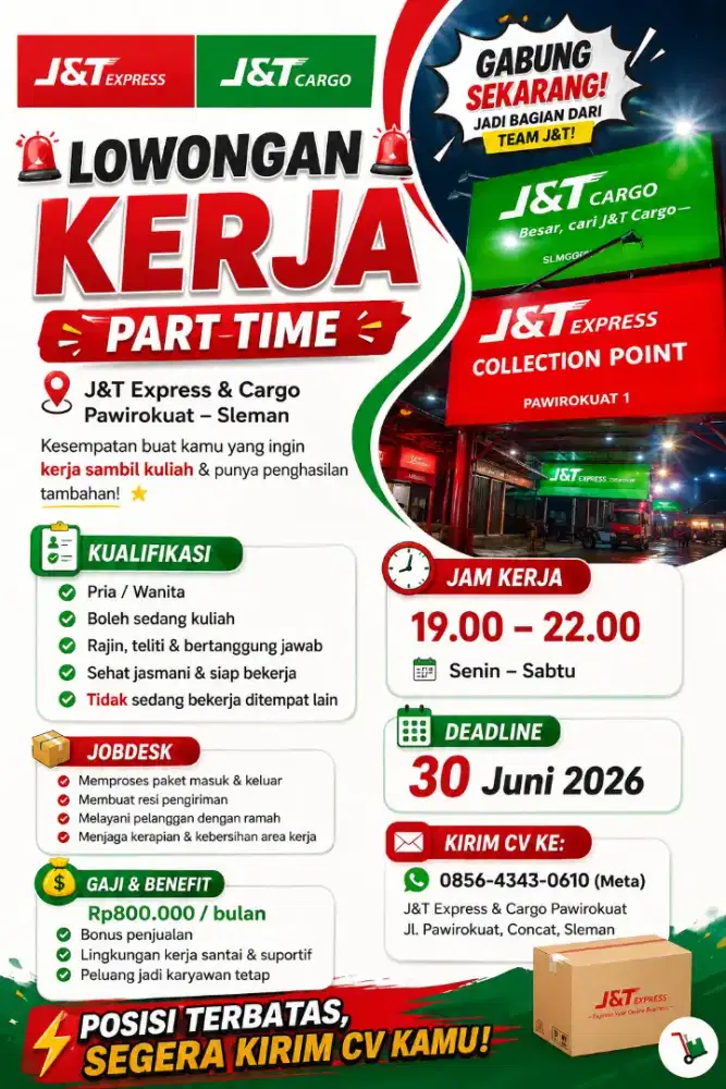 Partime J&T Express dan Cargo