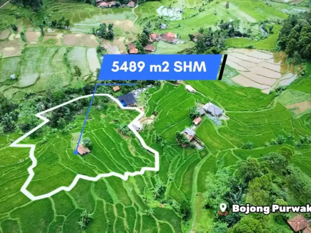 Dijual Tanah Sawah Pinggir Sungai di Wisata Cihanjawar Purwakarta