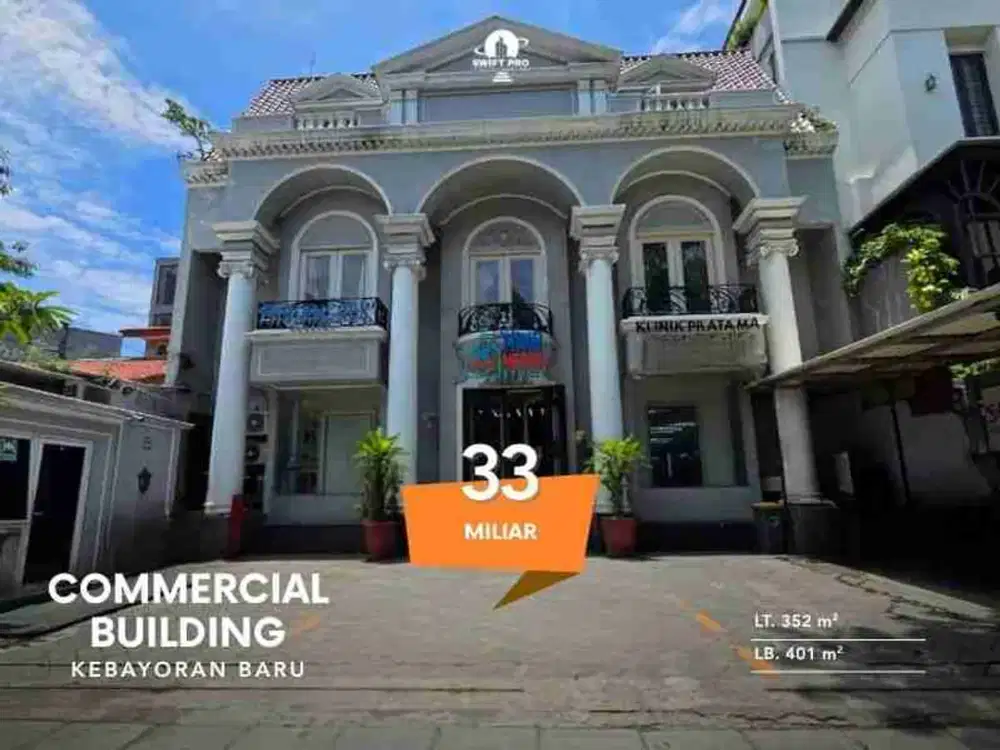 Dijual Gedung! Komersil area Kebayoran Baru, untuk Klinik, bank,salon, kantor