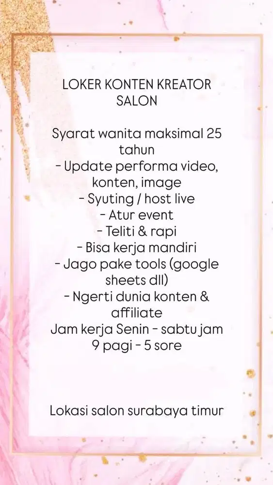 Admin konten kreator kecantikan