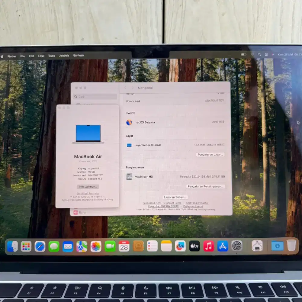 Macbook Air M4 13 Inch Ram 16 Ssd 256 Sky Blue buat dsain editing juni