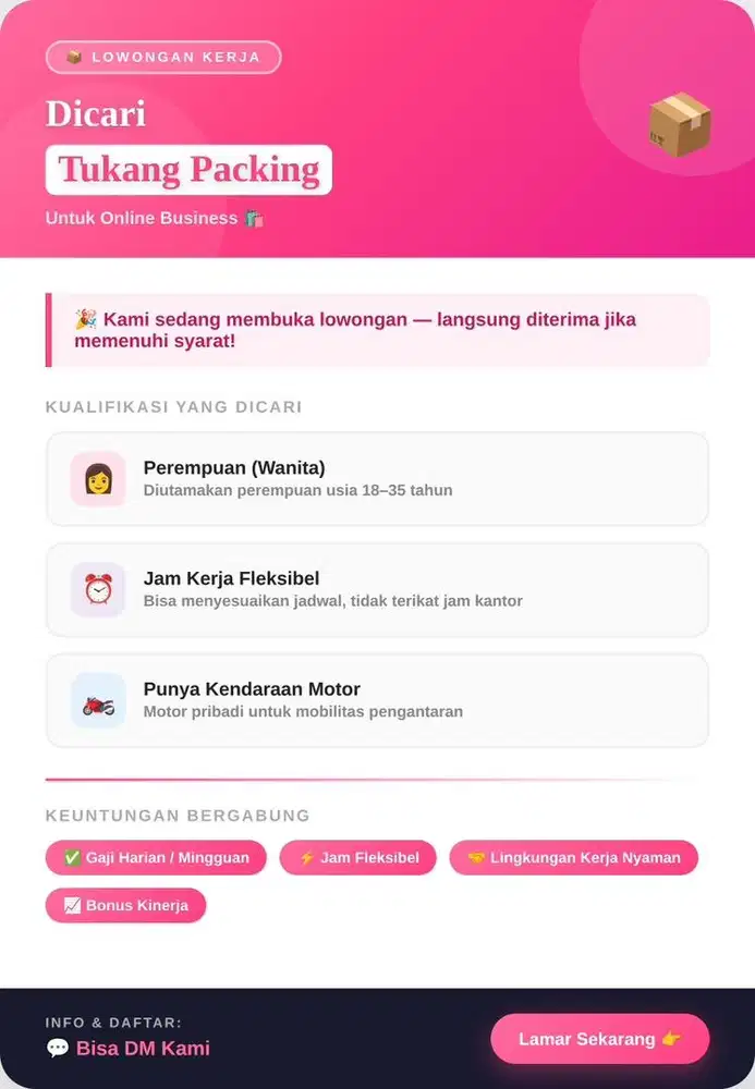 DICARI KARYAWAN PACKING UNTUK ONLINE BISNIS