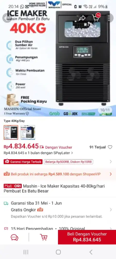 Mesin es batu kristal