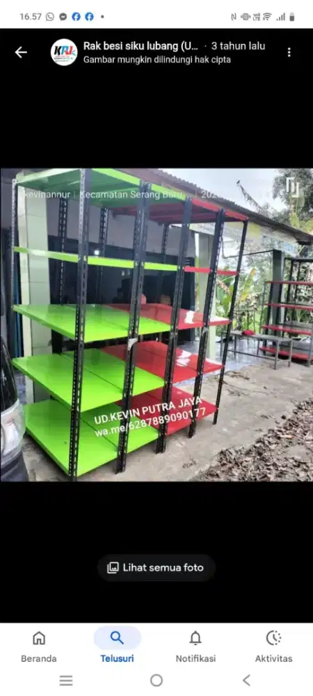 Rak besi siku lubang 100x40x200cm