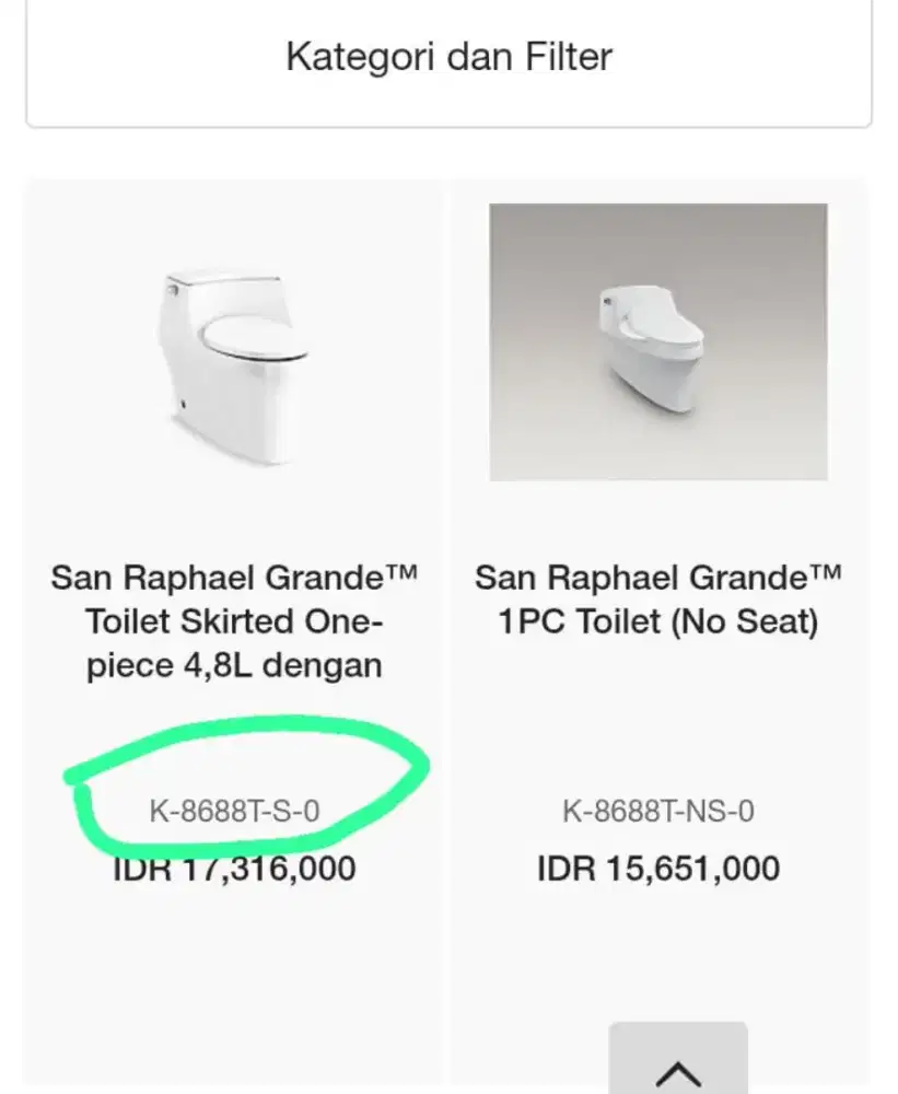 Toilet 4 pc KOHLER SAN RAPHAEL GRANDE TOILET SKIRTEDTPC4.8LK-8688T-S-O