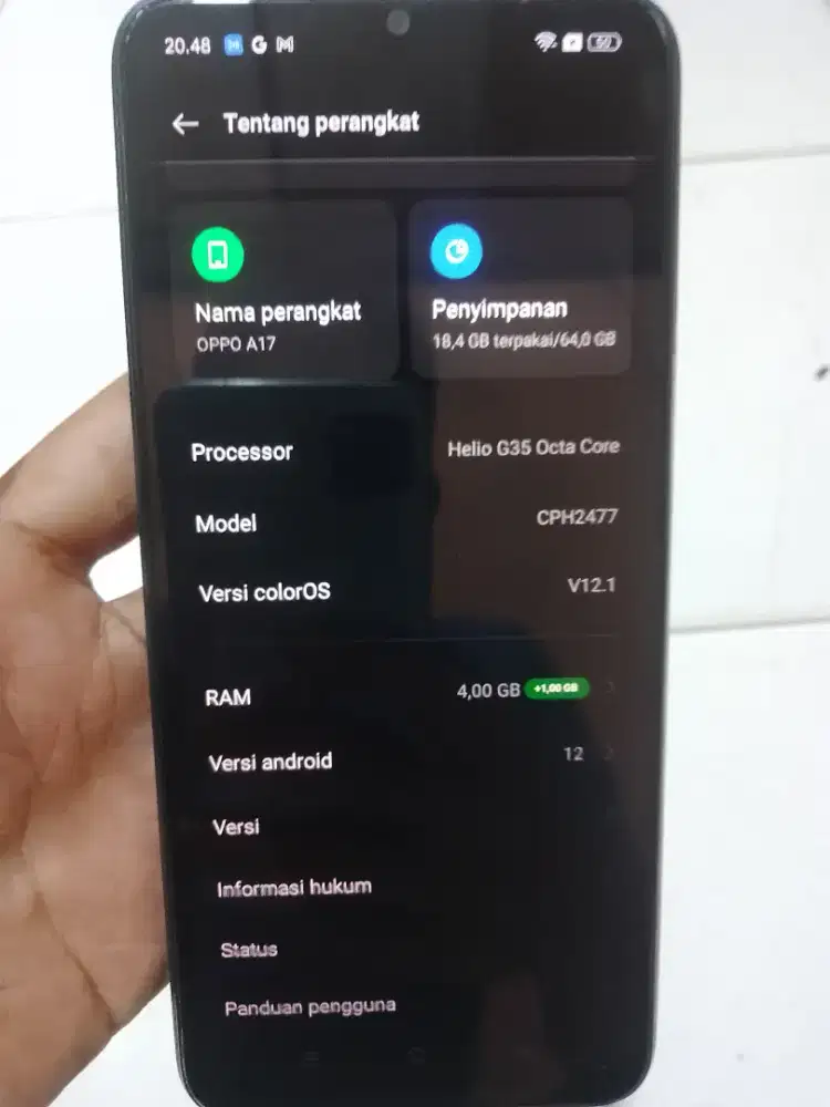 Dijual Oppo A17 original ram 4/64 masih original semua normal