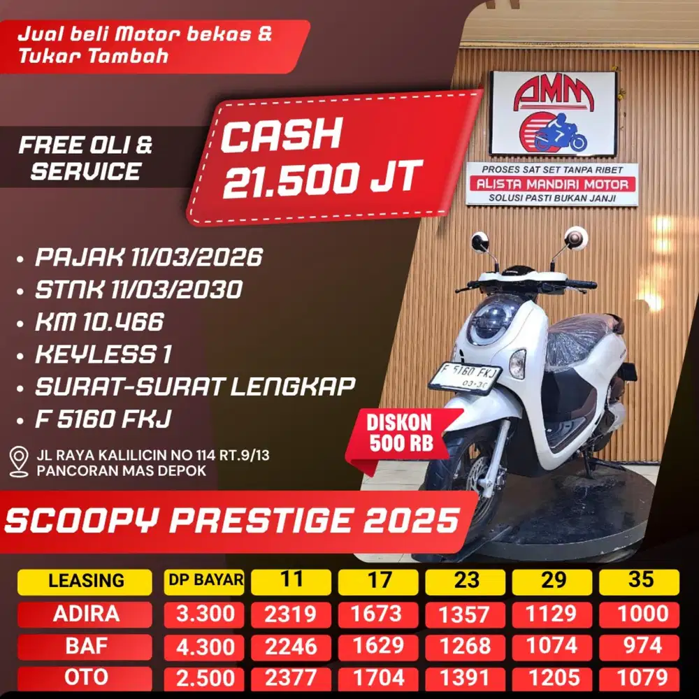 SCOOPY PRESTIGE 2025 KM LOW LIKE NEW CASH / KREDIT ALISTA