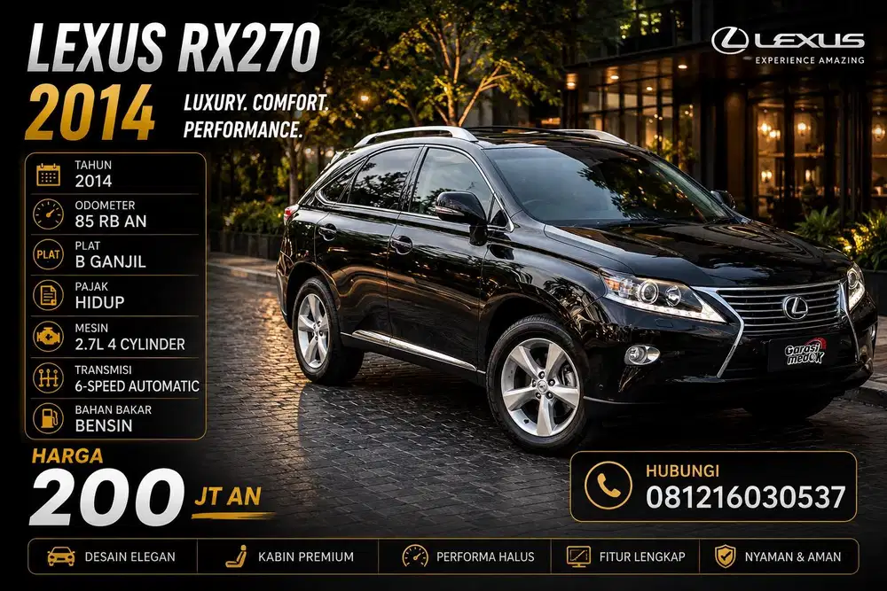 Lexus RX270 RX 270 2014 Antik Low KM Murah Bekas Hitam Ganjil Garansi