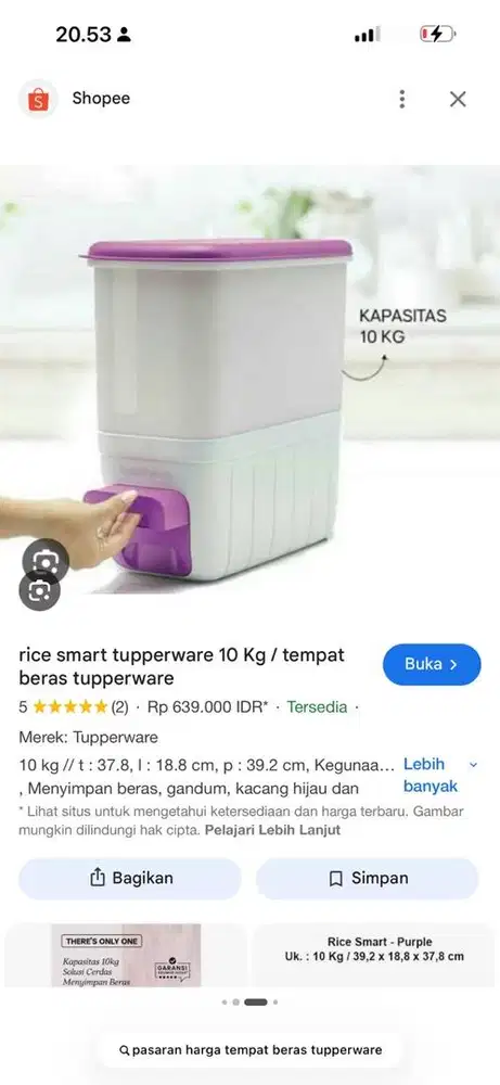 Wadh beras Tupperware