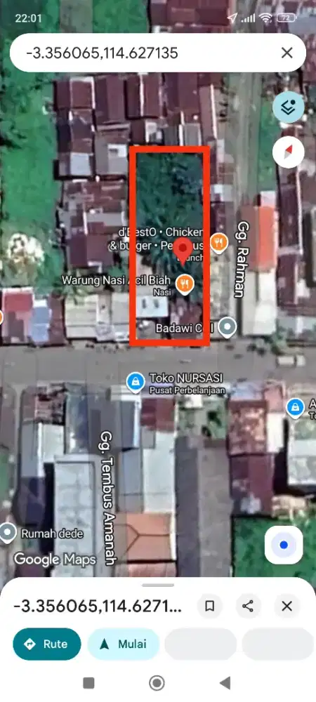 dijual tanpa perantara L 12,5 m P 30 m