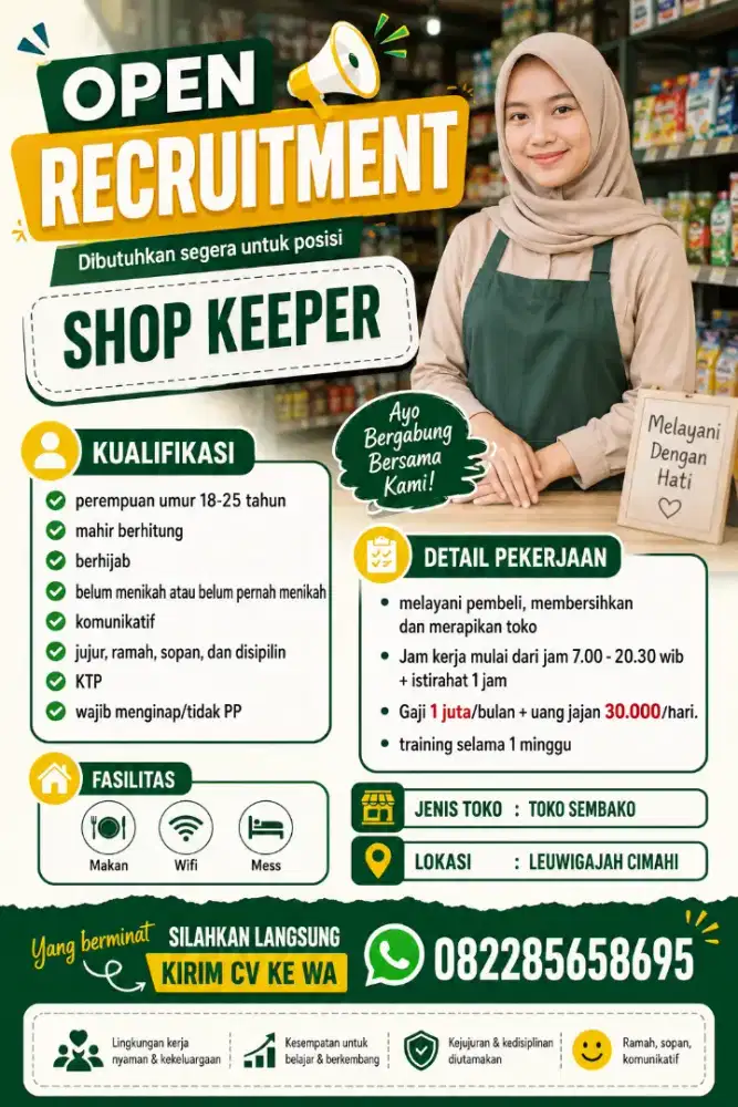 Loker Toko plastik khusus perempuan