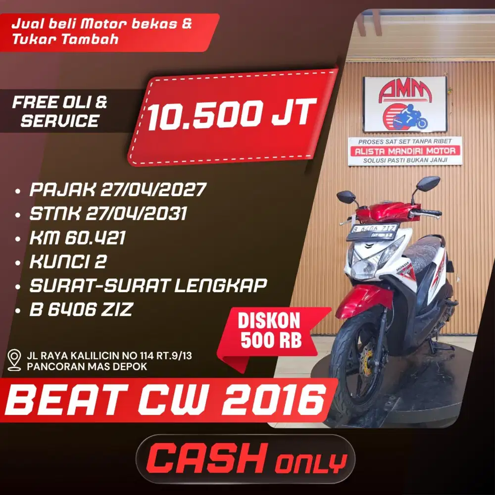 BEAT CW 2016 PAJAK HIDUP KUNCI 2 CASH ONLY ALISTA