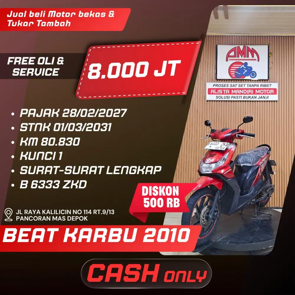 BEAT KARBU 2010 PAJAK HIDUP CASH ONLY ALISTA