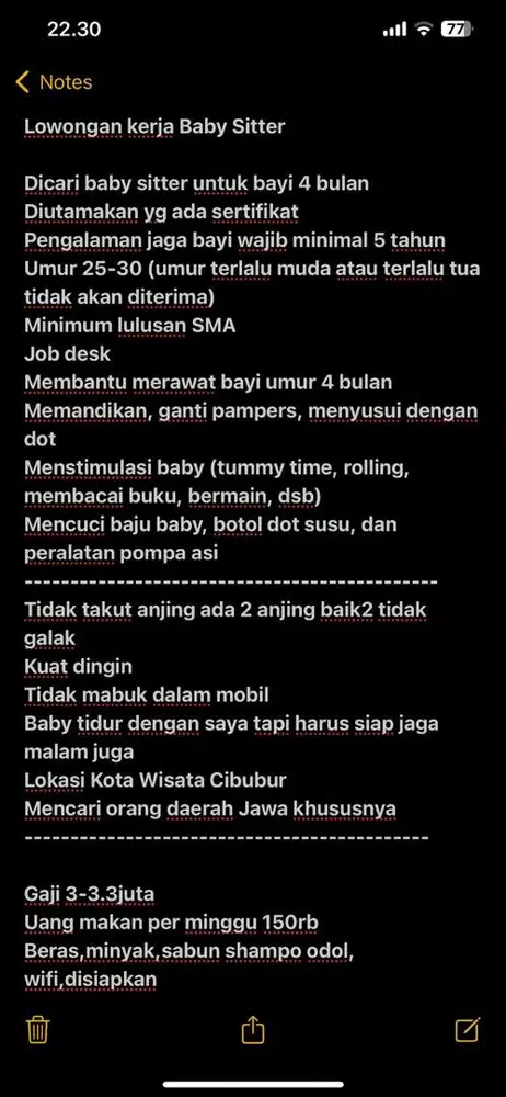 Loker baby sitter