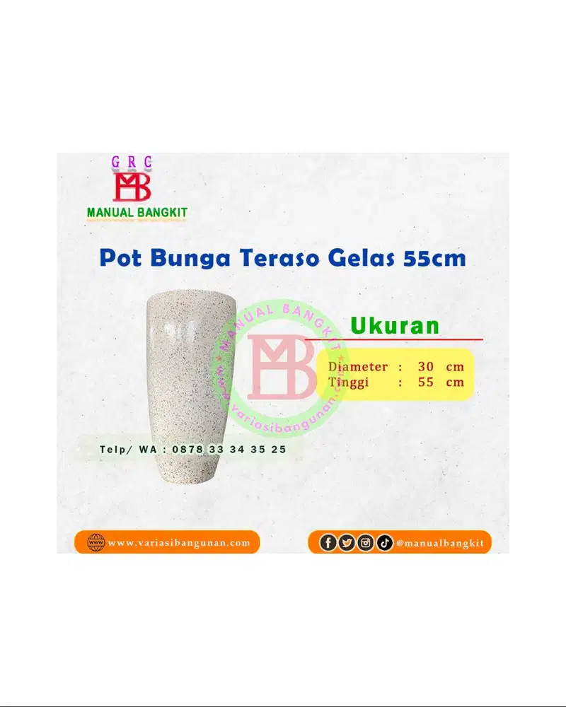 Pot Bunga Teraso Gelas 55cm