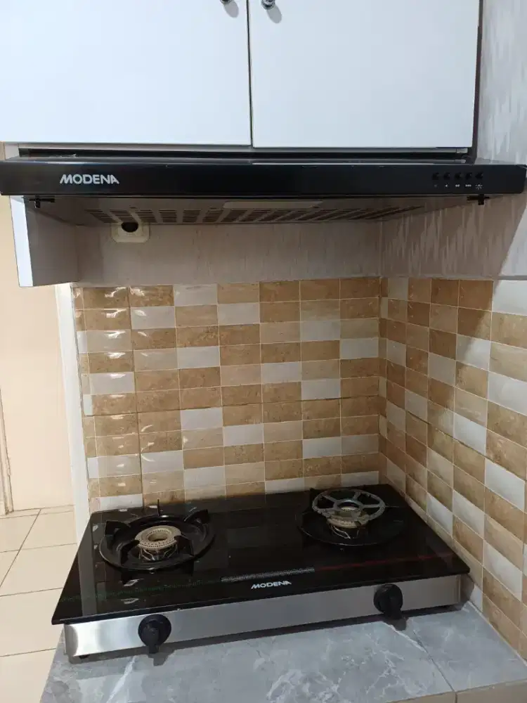 Kompor gas Modena 2 tunggu + cooker hood