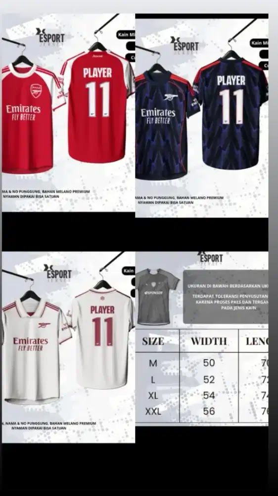 Jersey Arsenal custom nama