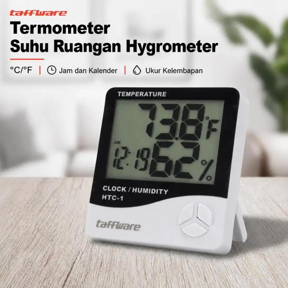 Termometer Suhu Ruangan Humidity Hygrometer Clock Calendar