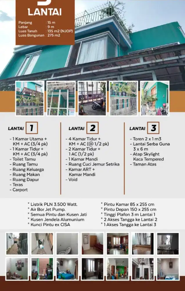 Rumah 3 lantai Rawamangun