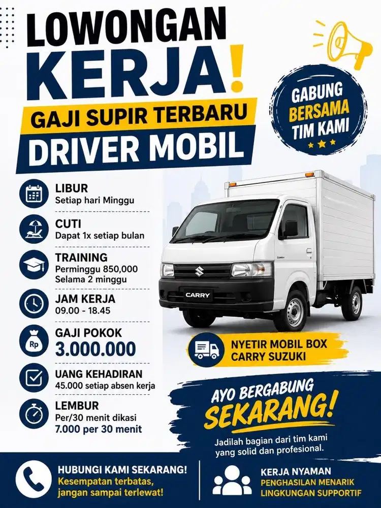 DRIVER BARANG LOKASI KERJA DI PURI MOBIL BOX KECIL