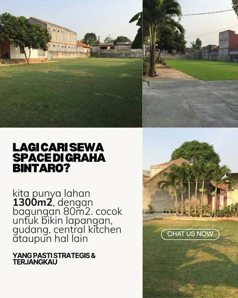 Sewa Lahan 1200m2 Graha Raya Bintaro - Cocok Gudang/Lapangan/CK Dll