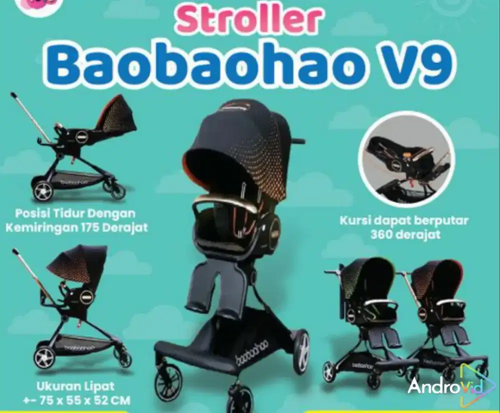 Stroller bayi bisa di putar dan dilipat