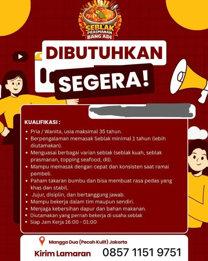 Info loker seblak prasmanan