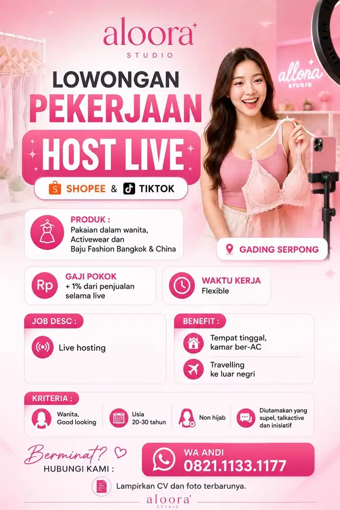 Lowongan Pekerjaan Host Live Wanita