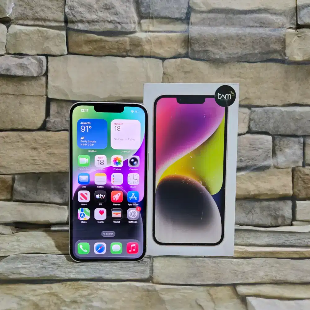 Iphone 14 128Gb Resmi ibox BH 100% Starlight Fulset segel mulus 98%