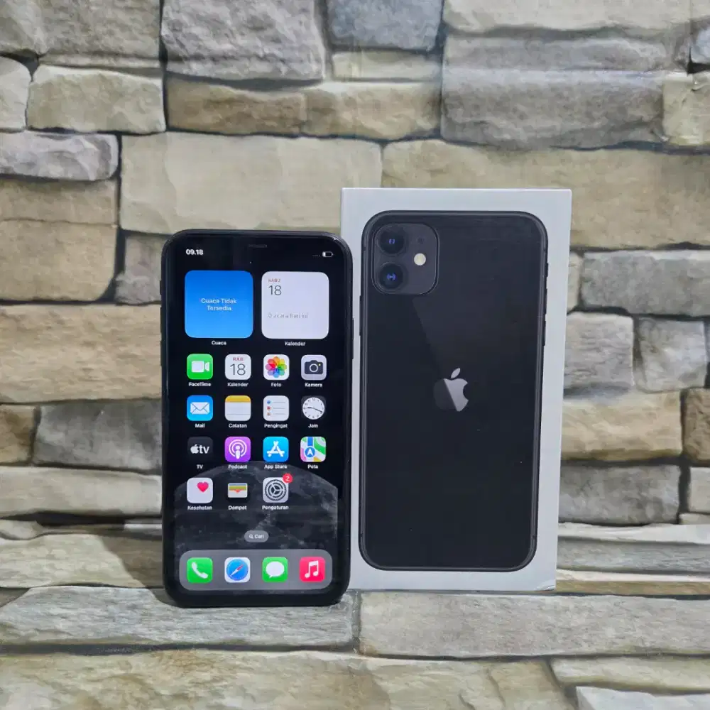 Iphone 11 64Gb Black Resmi ibox BH 85% Fulset segel mulus 95%