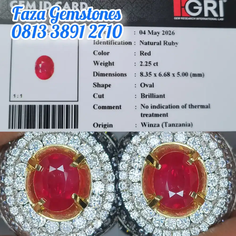 Cukup rare, No Treatment Red Ruby Winza, realnya lebih merah warnanya