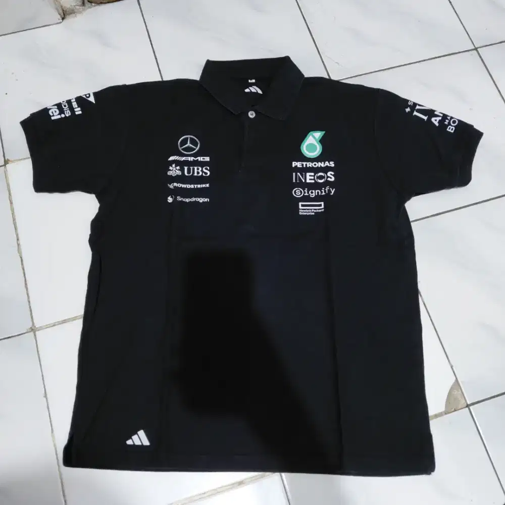 Polo Shirt Mercedes F1 Size XL Europe Black Unisex Hitam
